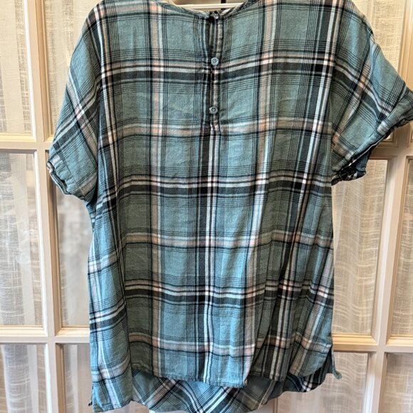J. Jill Tartan Plaid Short Sleeve Top - Picture 2 of 5